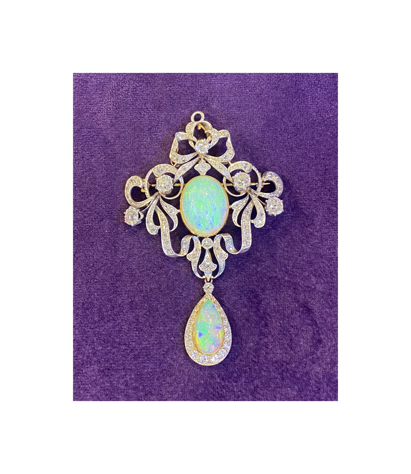 Opal & Diamond Brooch