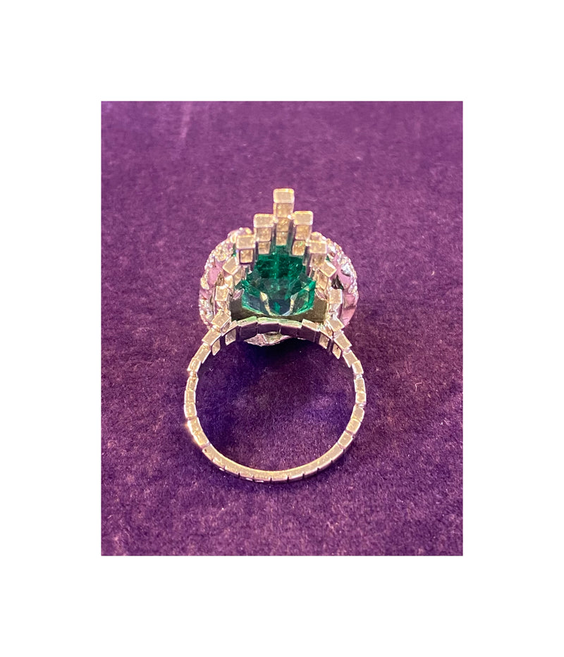 Sterle Natural No Oil Colombian Emerald & Diamond Ring