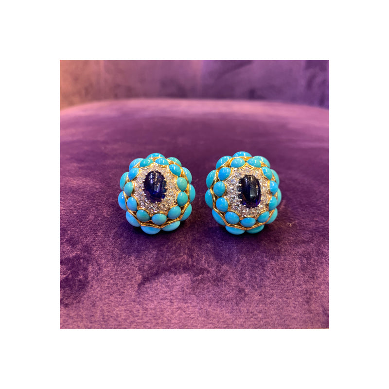 Van Cleef & Arpels Turquoise & Sapphire Earrings