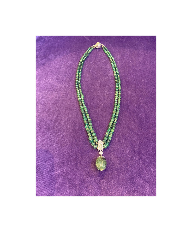 Multi Strand Emerald Bead Necklace