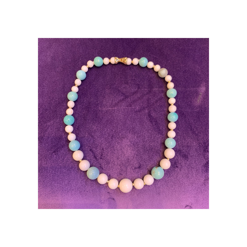 White Coral & Turquoise Bead Necklace