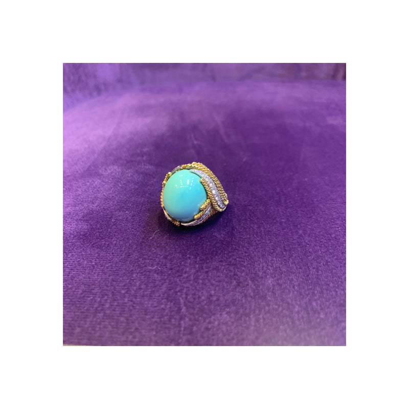 David Webb Turquoise & Diamond Cocktail Ring