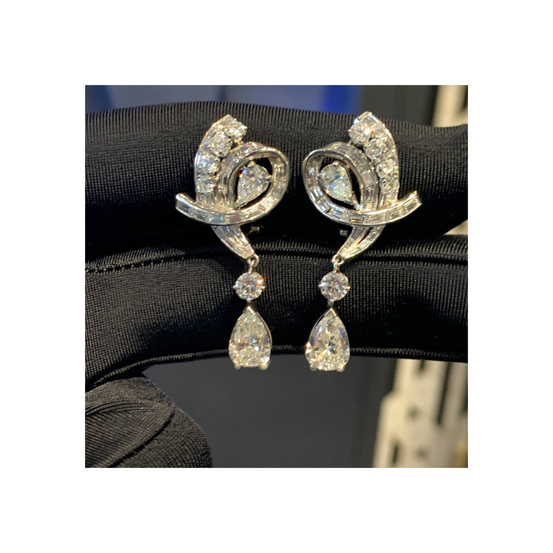 Vintage Certified Pear Shaped Diamond Earrings