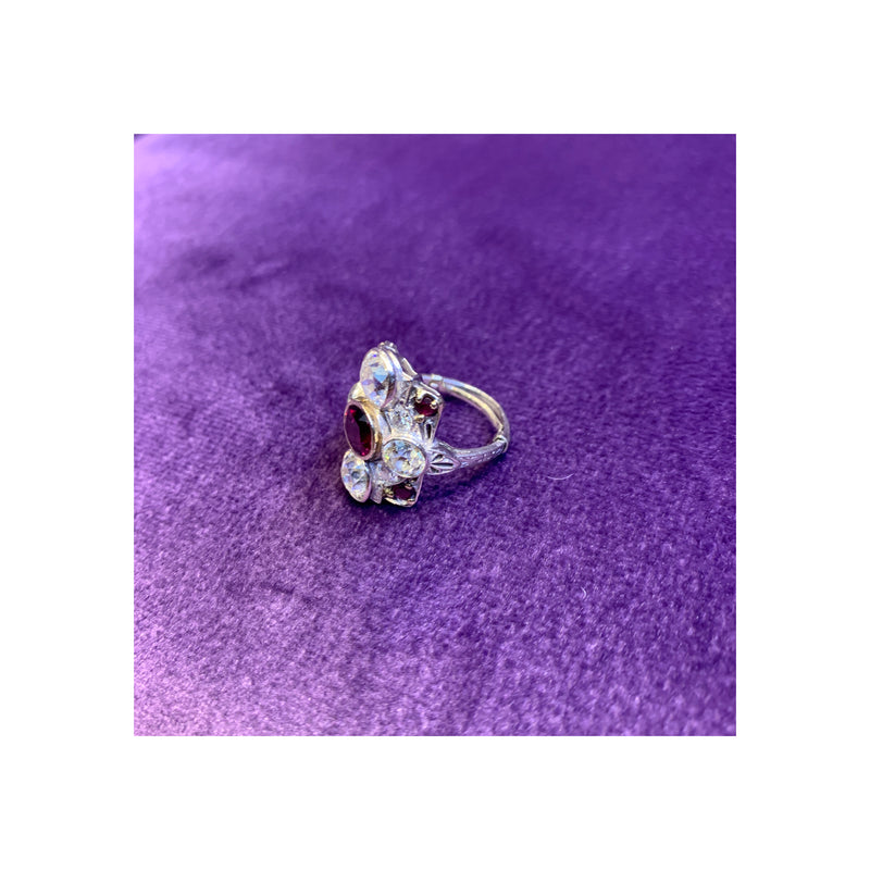 Art Deco Old Mine Diamond & Ruby Ring