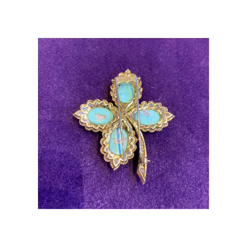 Van Cleef & Arpels Turquoise & Diamond Brooch
