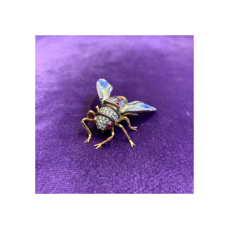 Plique a Jour Cicada Brooch