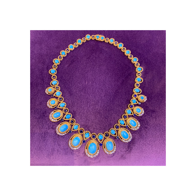 Van Cleef & Arpels Turquoise Sapphire & Diamond Necklace