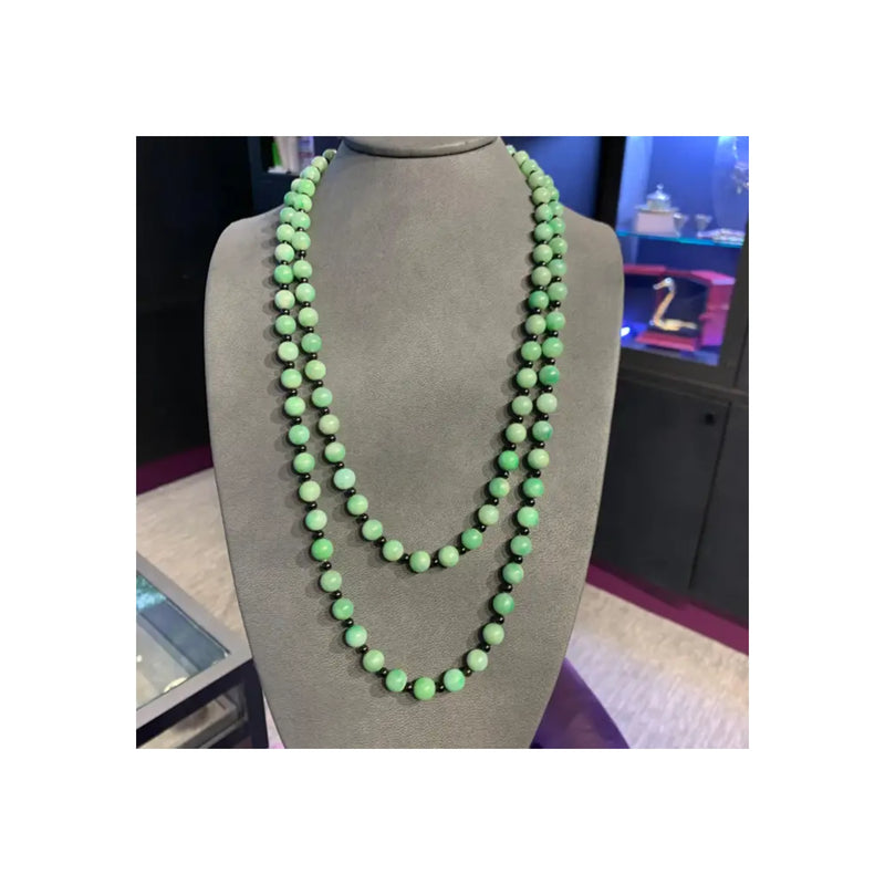 Two Strand Jade & Onyx Bead Necklace