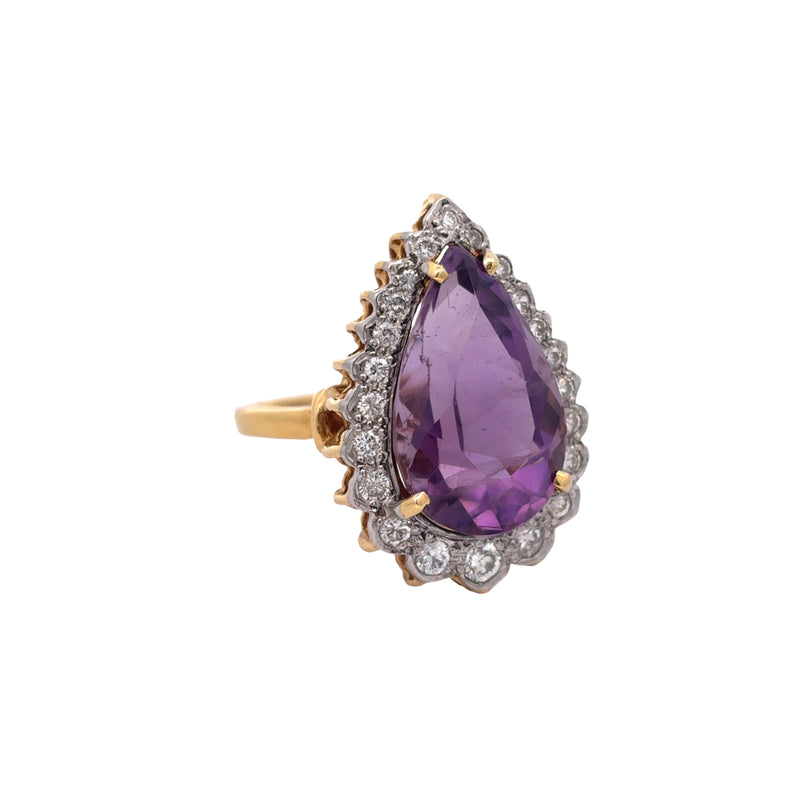 Pear Shape Amethyst and Diamond Ring