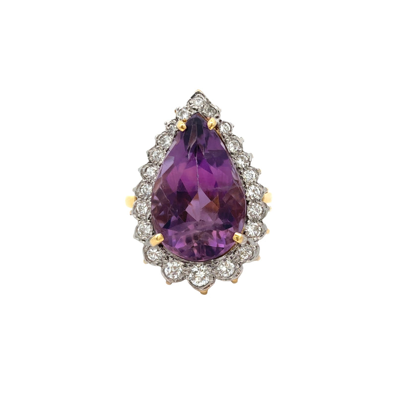 Pear Shape Amethyst and Diamond Ring