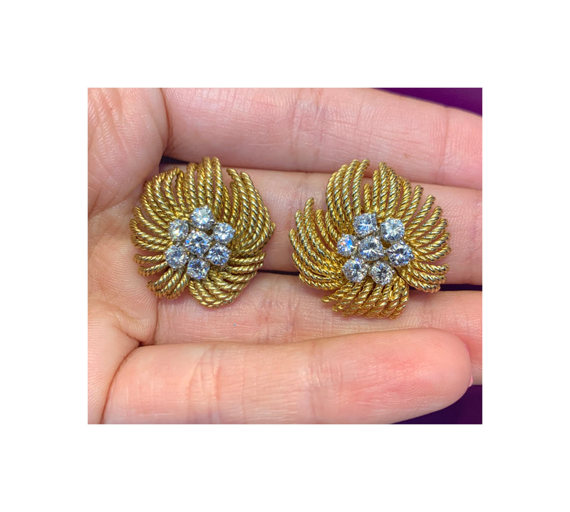 Van Cleef and Arpels Diamond Floral Earrings