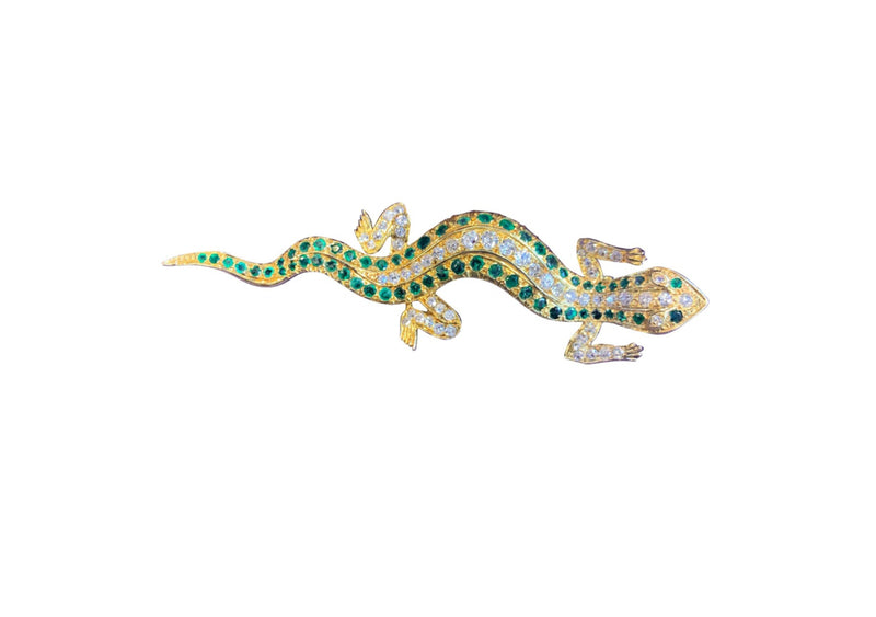 Victorian Emerald and Diamond Salamander Brooch