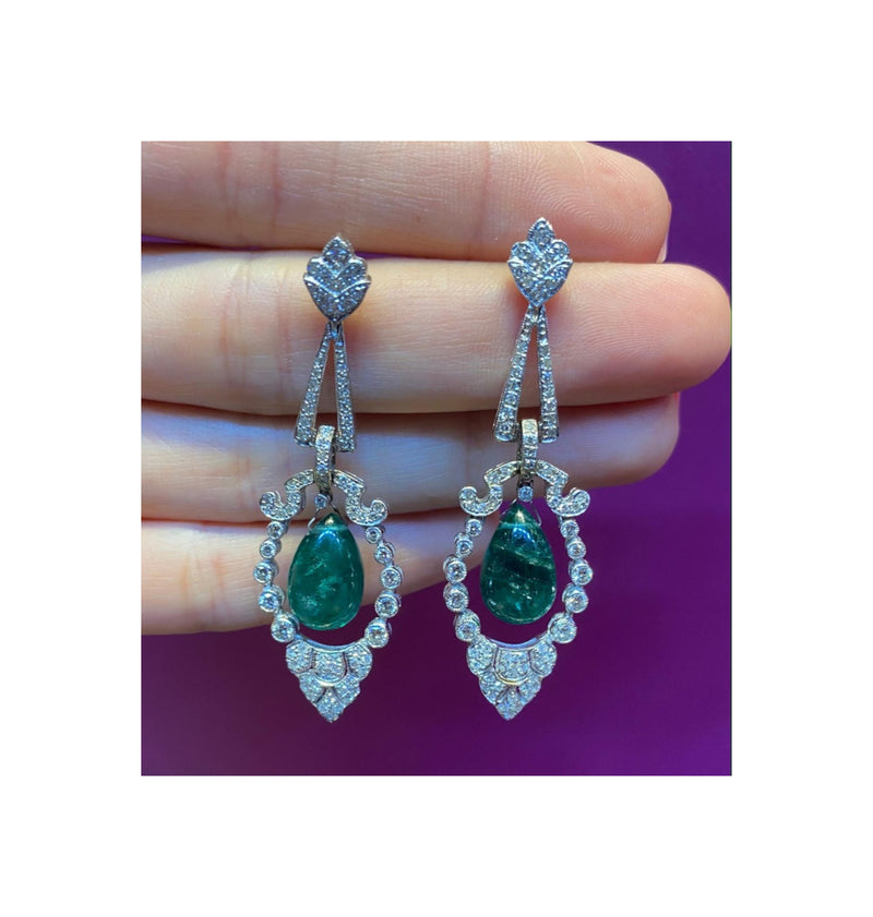 Emerald & Diamond Chandelier Dangle Earrings