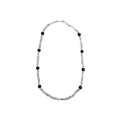 Carved Aquamarine & Onyx Bead Necklace