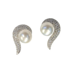 Pearl & Pave Diamond Earrings