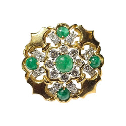 Cabochon Emerald & Diamond Brooch