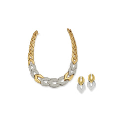 Diamond Necklace & Door Knocker Earrings Set