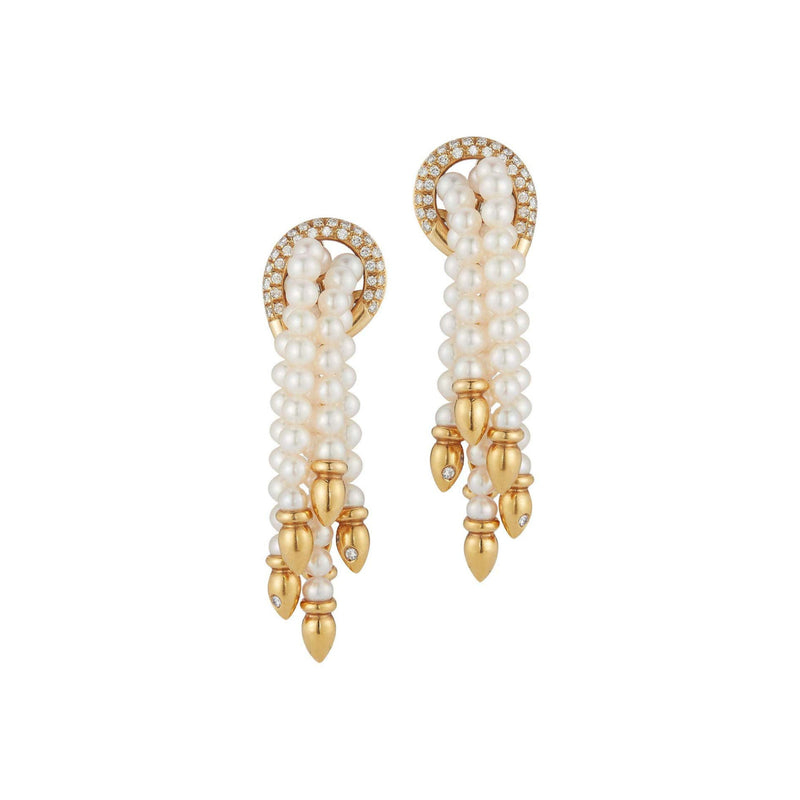 Illario Vintage Pearl & Diamond Tassel Earrings
