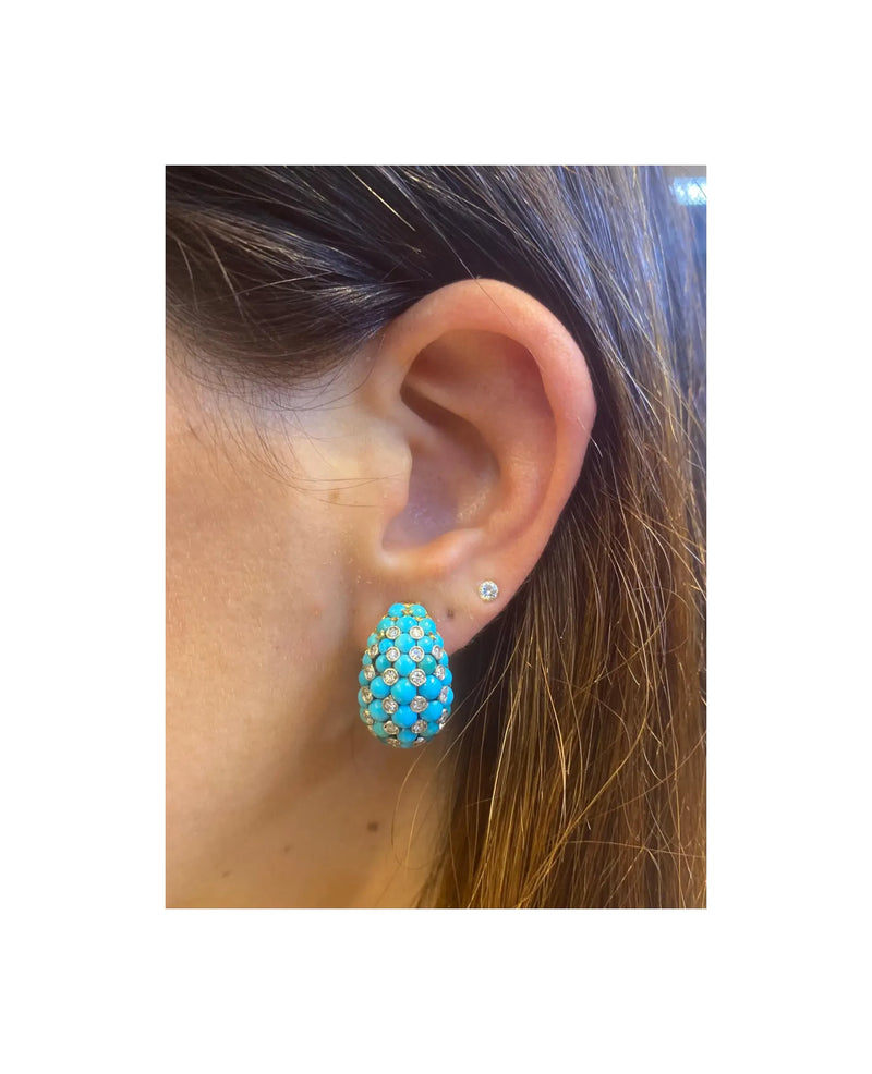 Van Cleef & Arpels Turquoise & Diamond Earrings