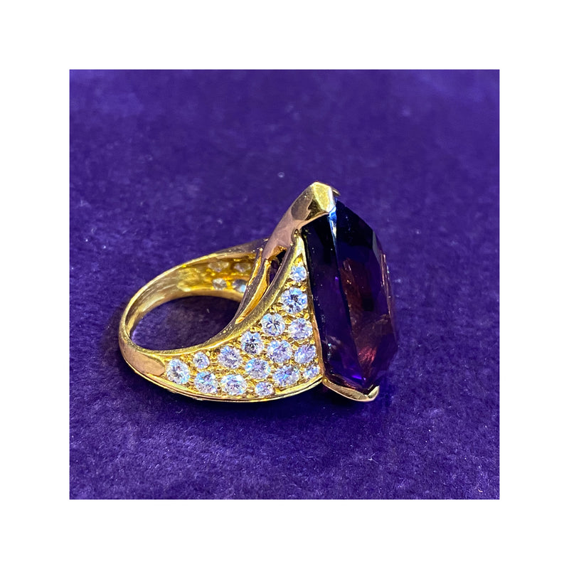Pear Shape Amethyst and Diamond Cocktail Ring