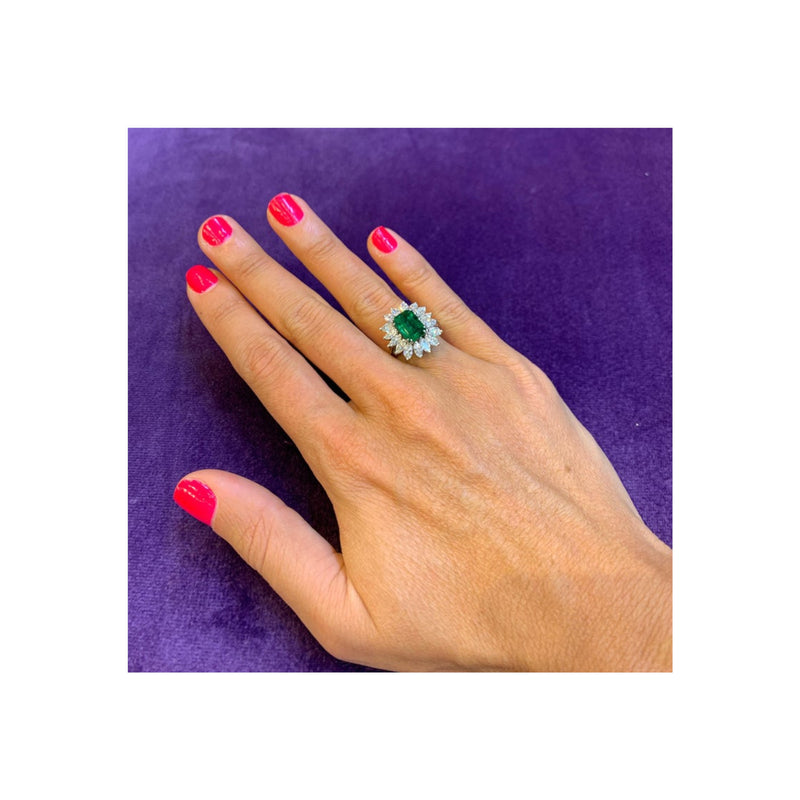 2 Carat Emerald Cut Emerald & Diamond Ring