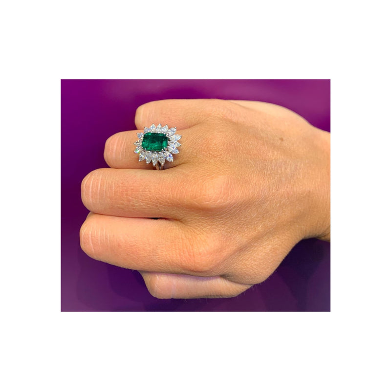 2 Carat Emerald Cut Emerald & Diamond Ring