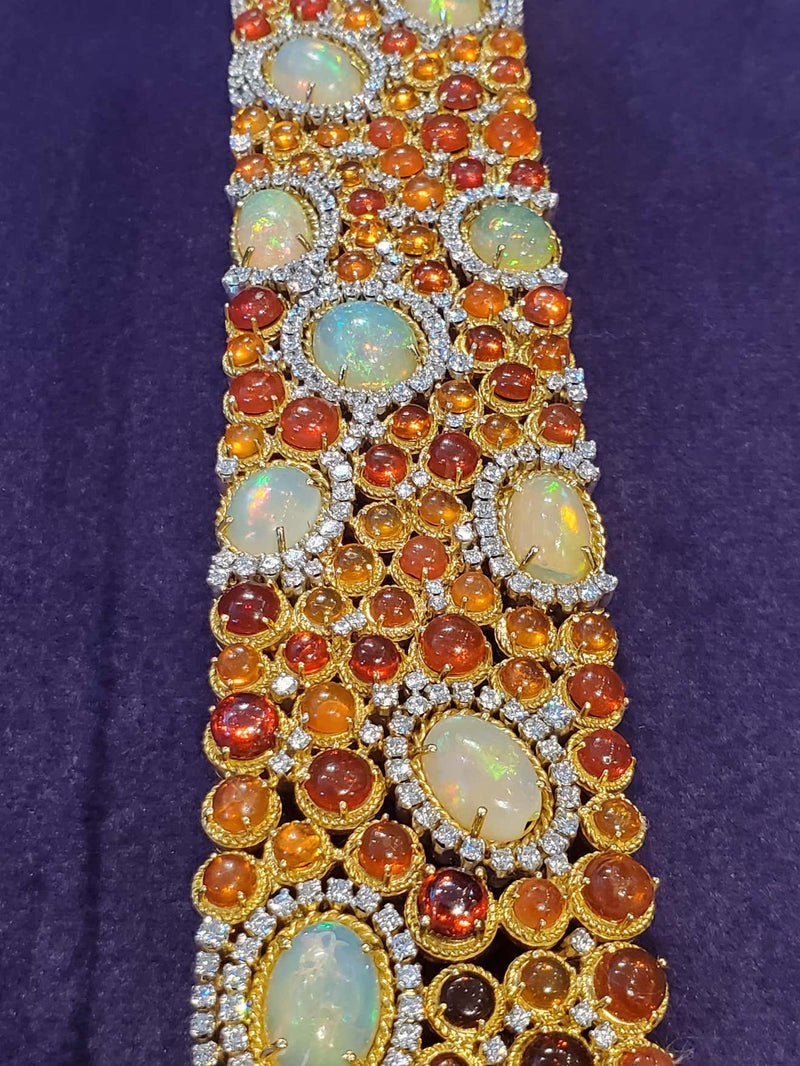 Multi Color Opal & Diamond Bracelet