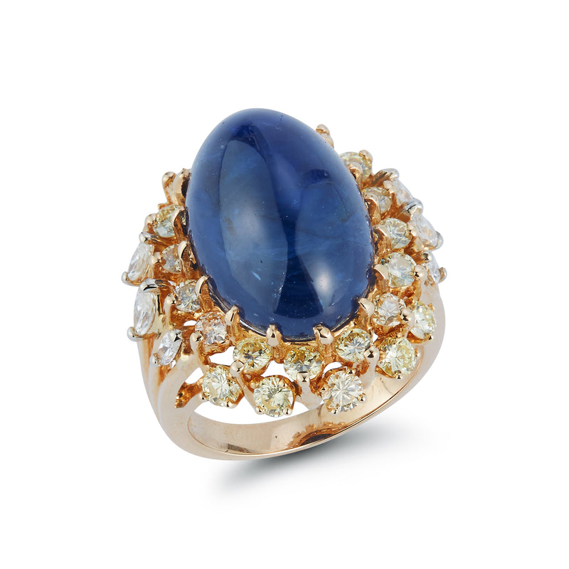 Luxury by Rene Hernandez Cabochon Sapphire Ring 040161 - Sami Fine Jewelry