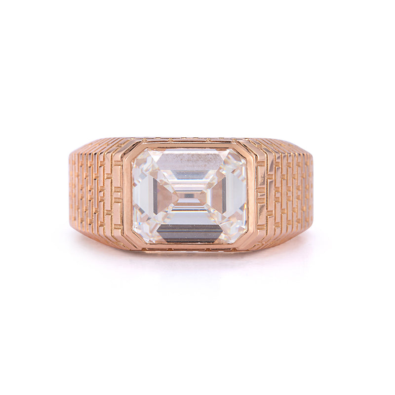 6.04 Carat Reverse Set Emerald Cut Diamond Pyramid Ring