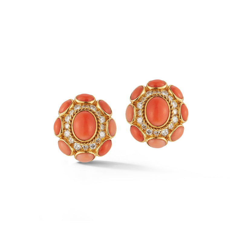 Bulgari Coral & Diamond Earrings