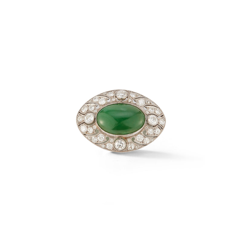 Art Deco Certified Jade & Diamond Brooch
