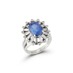 Certified Burma Sapphire and Diamond Ring
