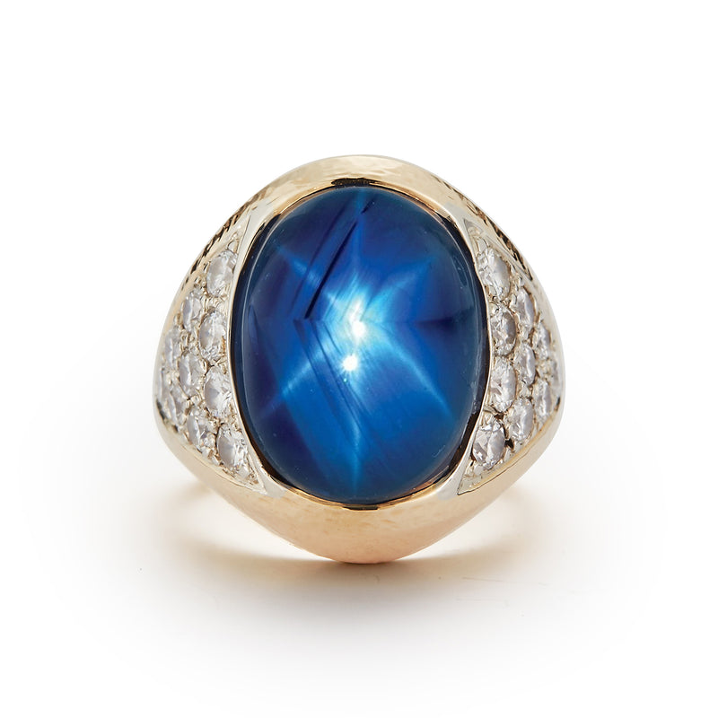 Men's David Webb Sapphire and Diamond Ring