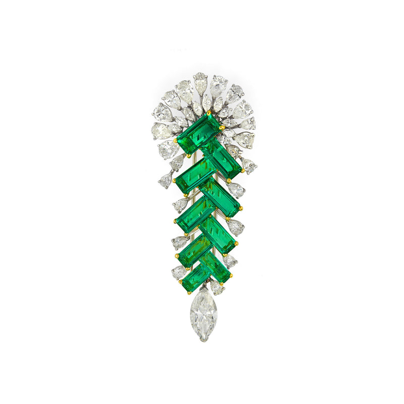 Important Emerald & Diamond Brooch