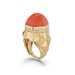 Tiffany and Co Coral & Diamond Dome Ring