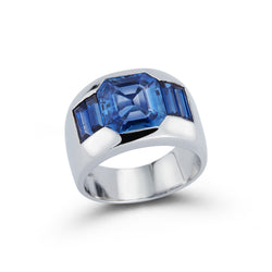 Men's Bvlgari Blue Sapphire Three Stone Men's Ring