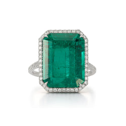 8.72 Ct. Certified Colombian Emerald and Diamond Ring
