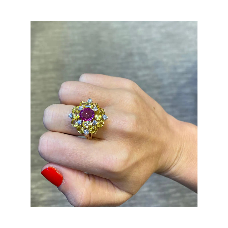 Oscar Heyman Brothers Pink & Yellow Sapphire Cocktail Ring
