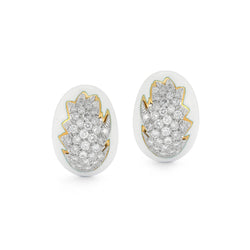 David Webb White Enamel and Diamond earrings