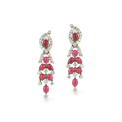 Cabochon Ruby and Diamond Earrings by Bvlgari