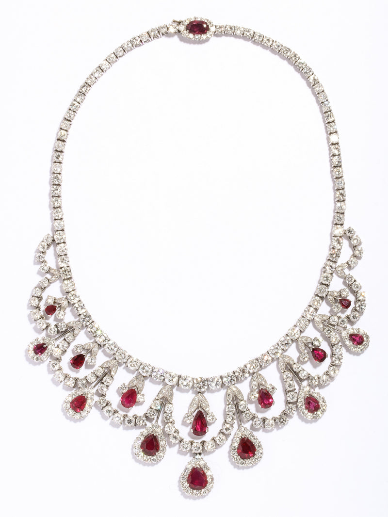 Certified Ruby and Diamond Necklace