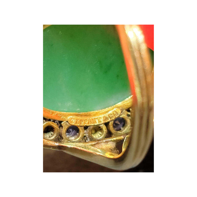 Very Rare Art Nouveau Tiffany & Co  Cabochon Jade & Sapphire Ring