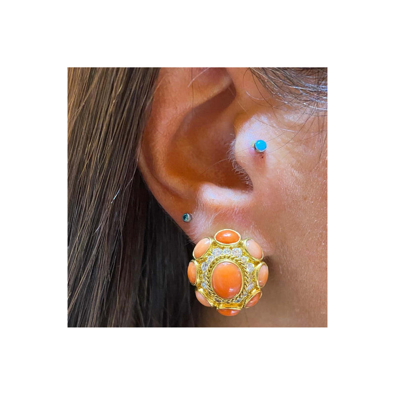 Sutra Coral  Diamond Earrings