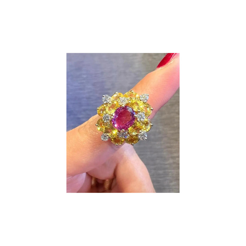 Oscar Heyman Brothers Pink & Yellow Sapphire Cocktail Ring
