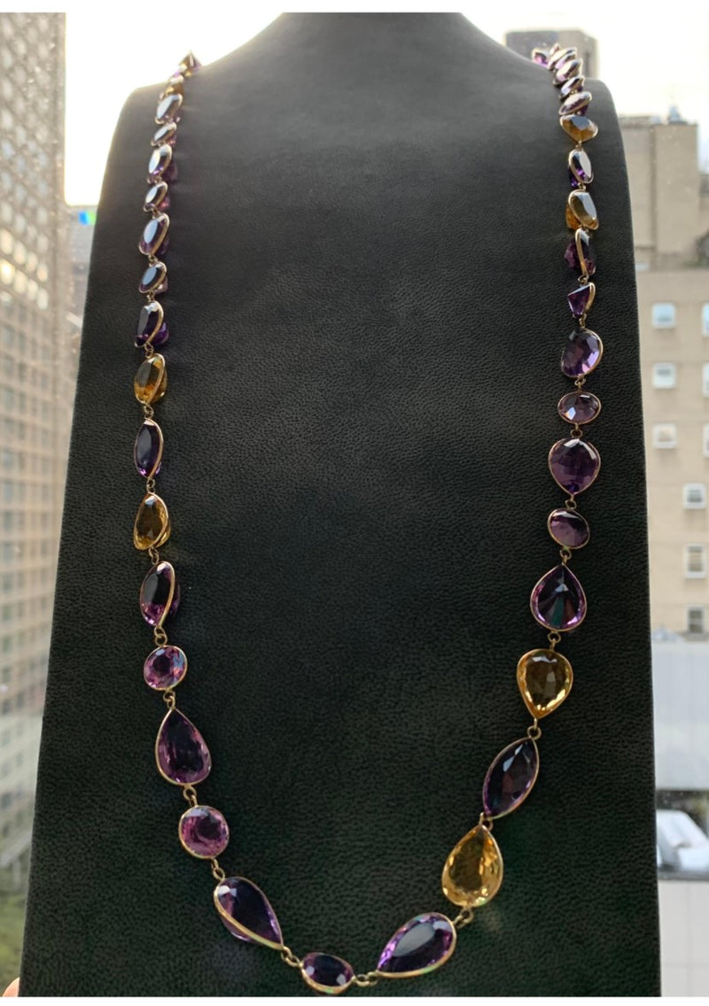 Amethyst and Citrine Long Chain