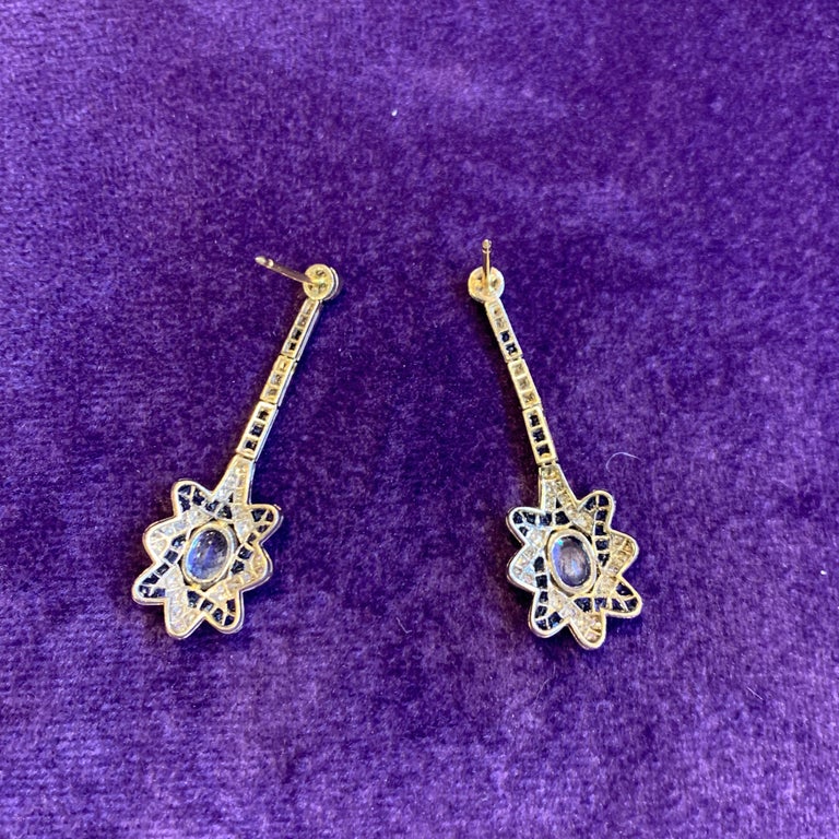 Aquamarine & Diamond Star Earrings