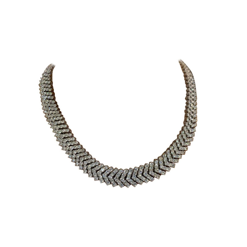 Brilliant Round Cut "V" Shape Diamond Necklace
