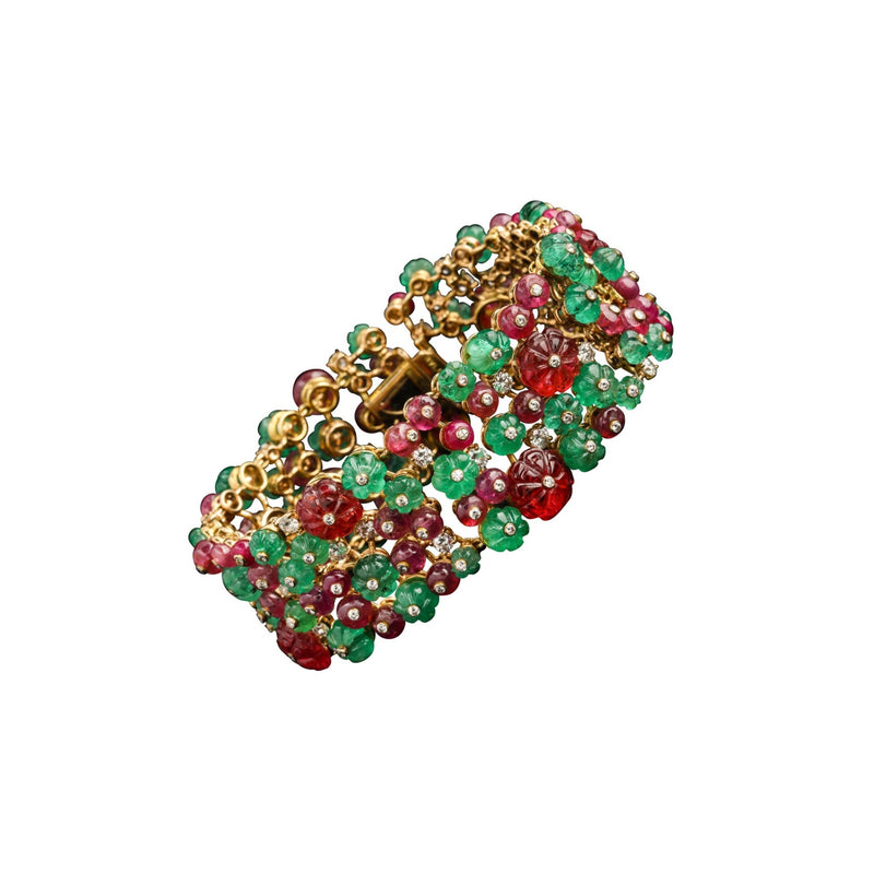 Bvlgari Carved Emerald Spinel and Ruby Bracelet
