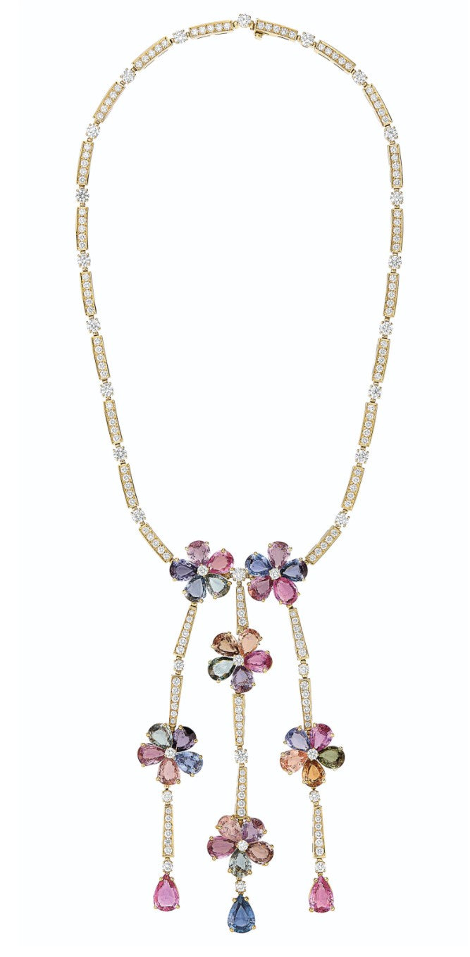 Multicolor Sapphire & Diamond Pave Flower Motif Pendant Necklace –  SouthMiamiJewelers, ybay