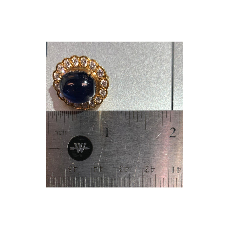 Cabochon Sapphire & Diamond Halo Earrings
